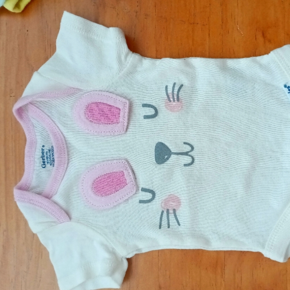 babygirl's Gerber  bunny ear nb onesie